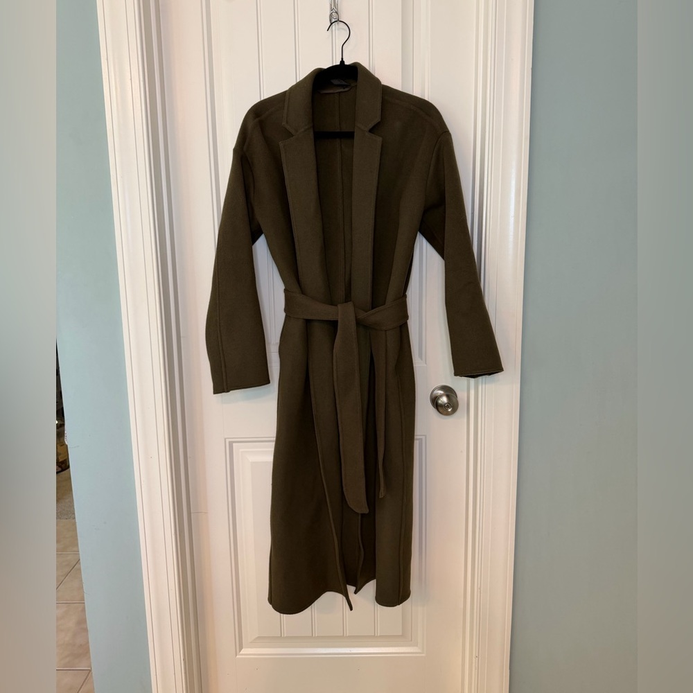 Jenni Kayne Cashmere Olive Green Overcoat  Luxury Minimalist Cost /Jacket - Picture 9 of 16